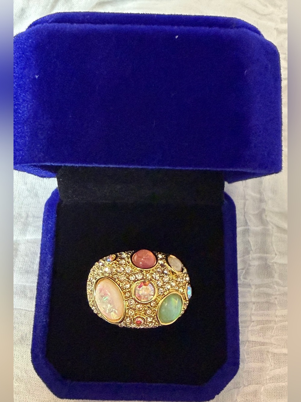 Kurt Geiger London Domed Pave And Opal Cocktail Ring Sz 7